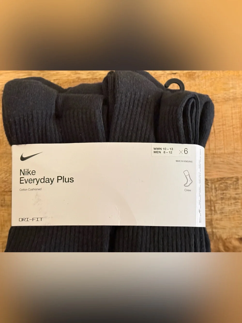 NWT Nike Everyday Cushioned Crew Socks 6-Pack Black Large Men 8-12 / W 10-13